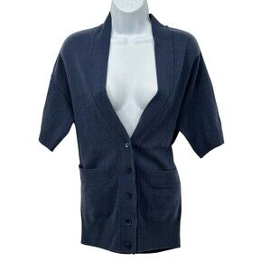 TSE TSESAY NAVY CASHMERE CARDIGAN SWEATER PETITE SMALL  Oversized EXC COND